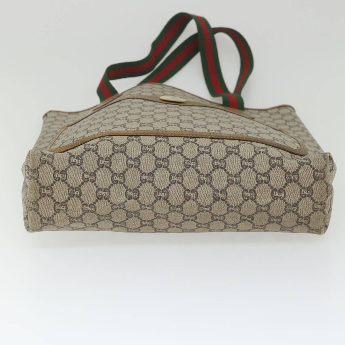 GUCCI GG Plus Supreme Web Sherry Line Tote Bag Beige Red Green th4245