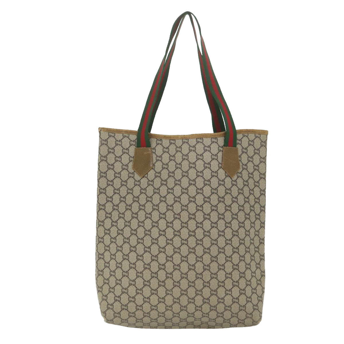 GUCCI GG Plus Supreme Web Sherry Line Tote Bag Beige Red Green th4245