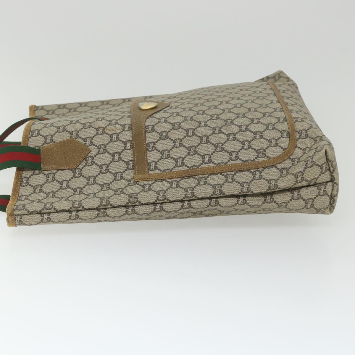 GUCCI GG Plus Supreme Web Sherry Line Tote Bag Beige Red Green th4245