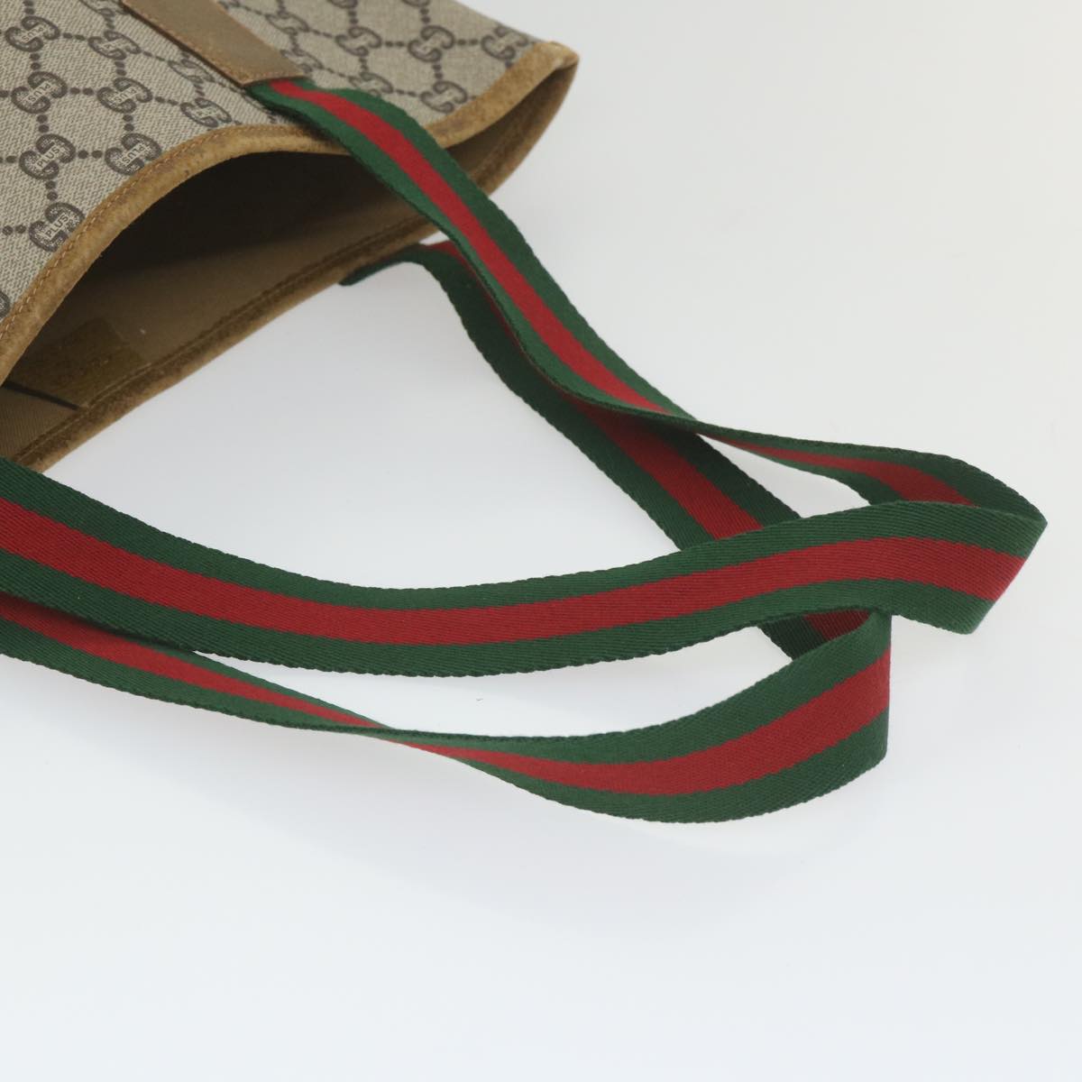 GUCCI GG Plus Supreme Web Sherry Line Tote Bag Beige Red Green th4245