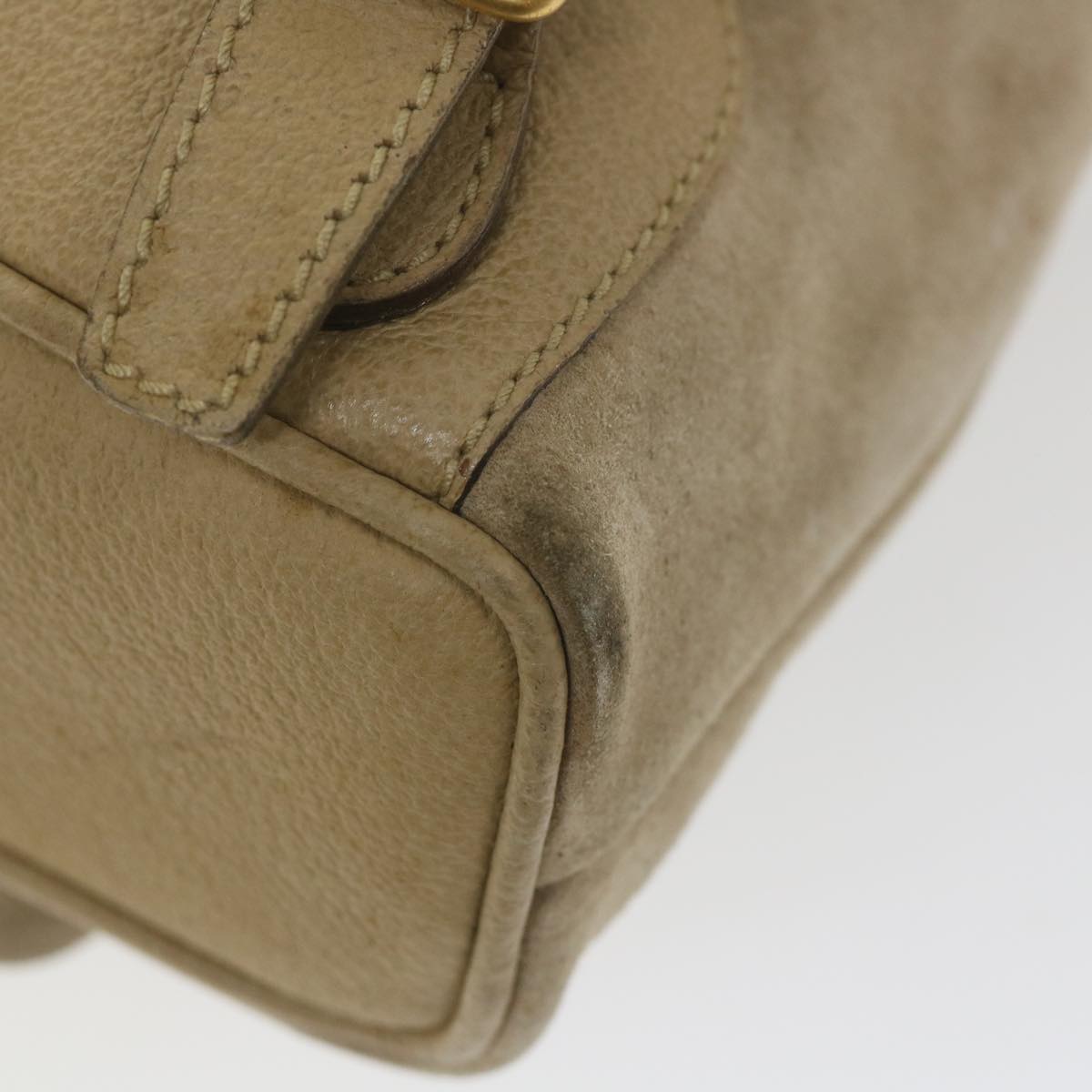 GUCCI Bamboo Backpack Suede Beige th4299