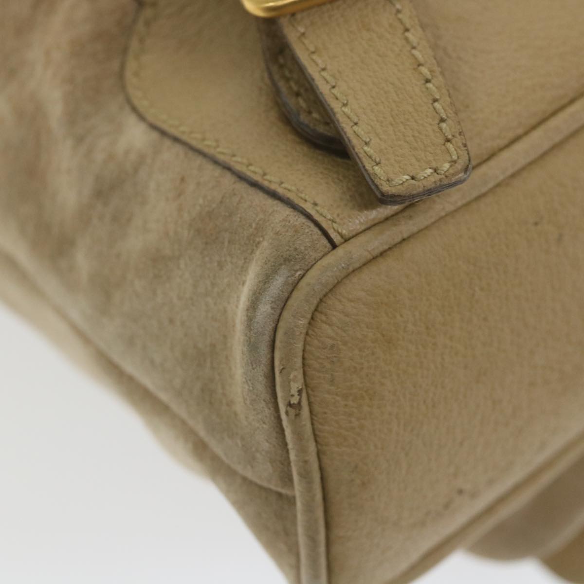GUCCI Bamboo Backpack Suede Beige th4299