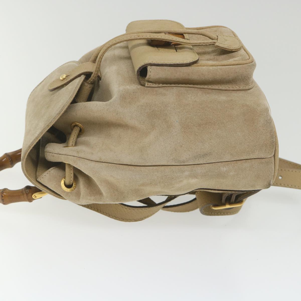 GUCCI Bamboo Backpack Suede Beige th4299