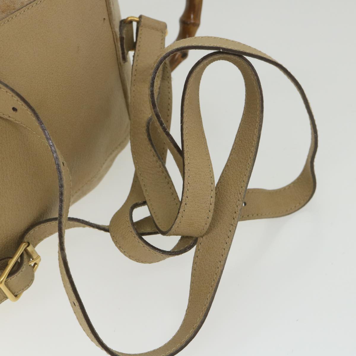 GUCCI Bamboo Backpack Suede Beige th4299