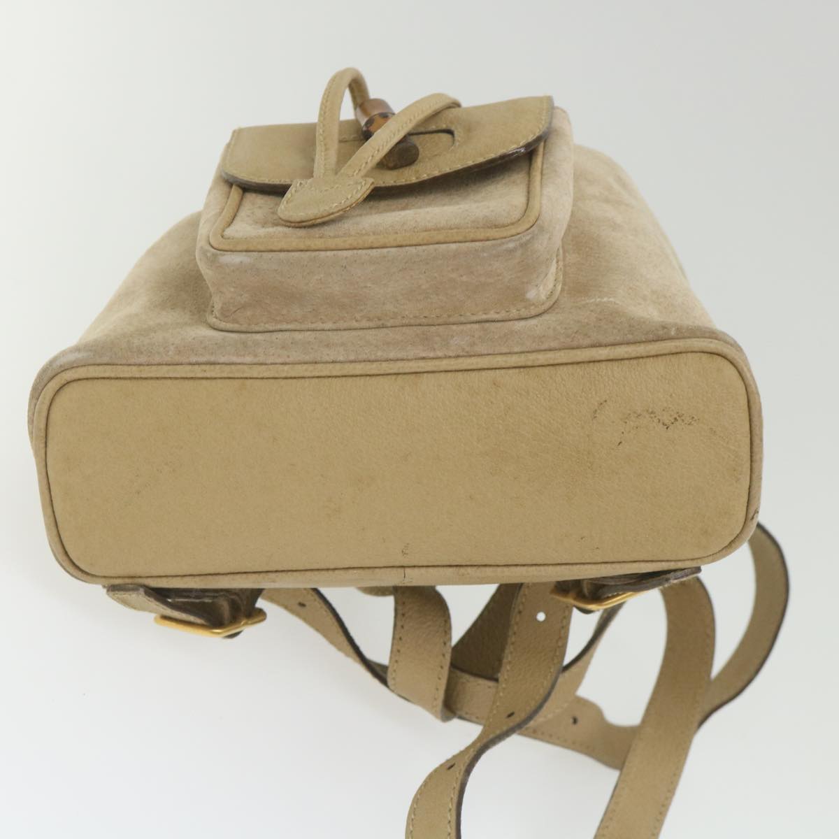 GUCCI Bamboo Backpack Suede Beige th4299