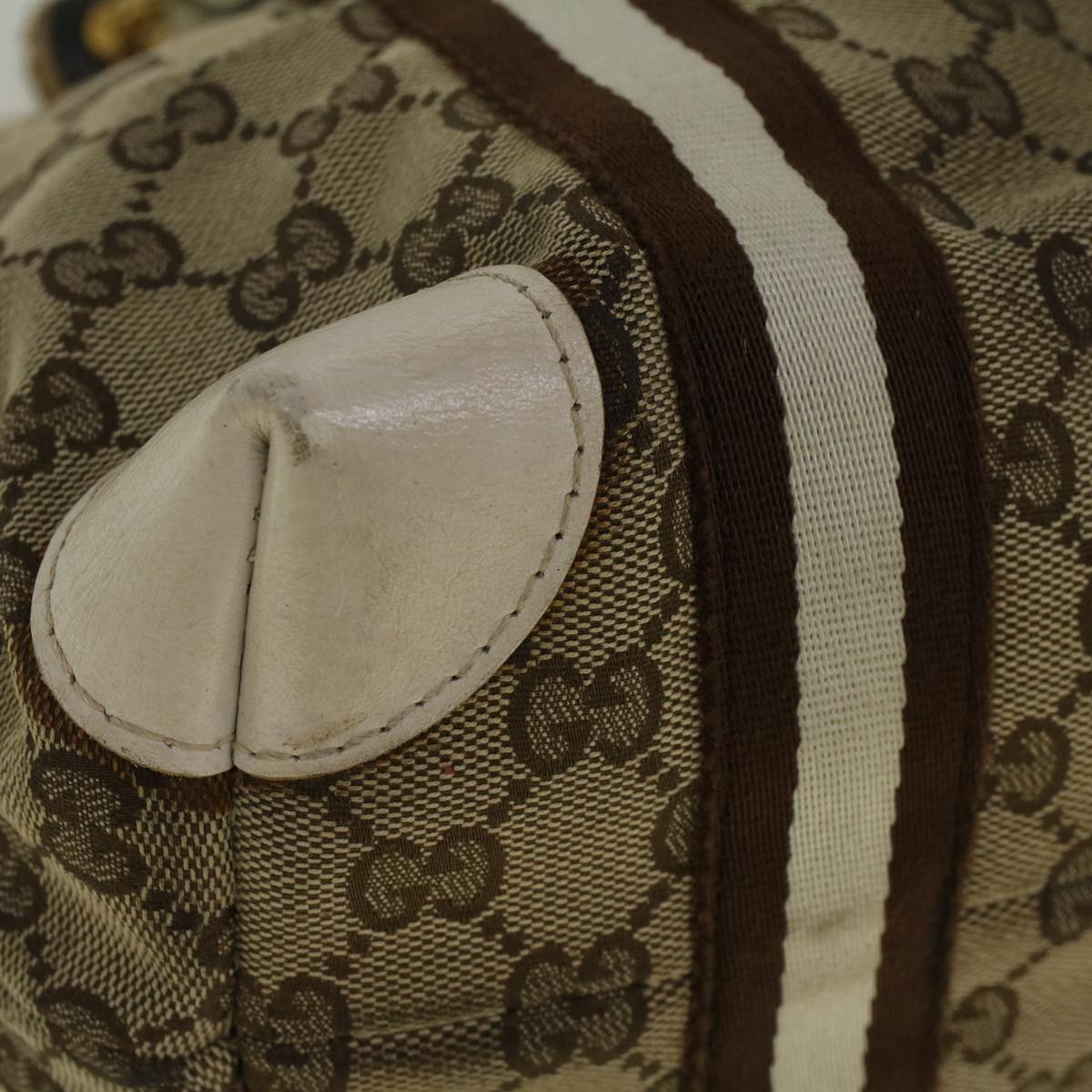 GUCCI GG Canvas Sherry Line Bamboo Tote Bag Canvas Beige 137396 th4311