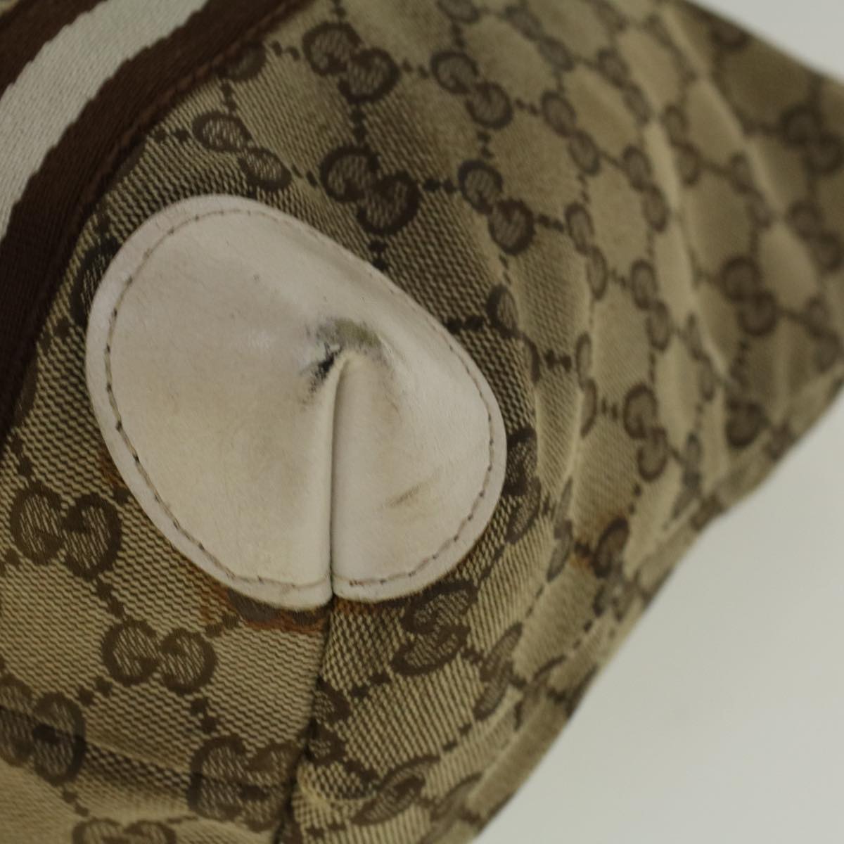 GUCCI GG Canvas Sherry Line Bamboo Tote Bag Canvas Beige 137396 th4311