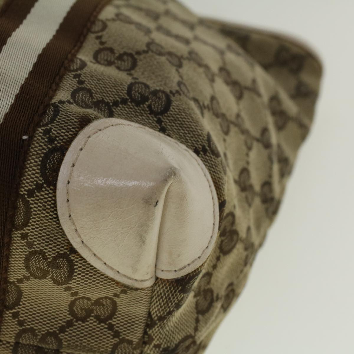 GUCCI GG Canvas Sherry Line Bamboo Tote Bag Canvas Beige 137396 th4311