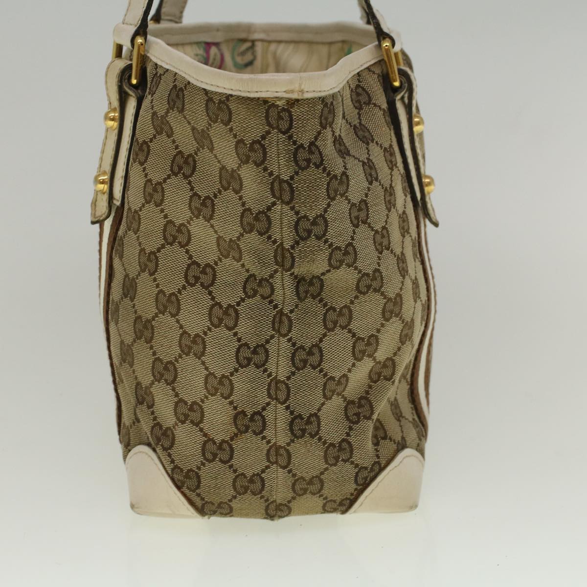 GUCCI GG Canvas Sherry Line Bamboo Tote Bag Canvas Beige 137396 th4311