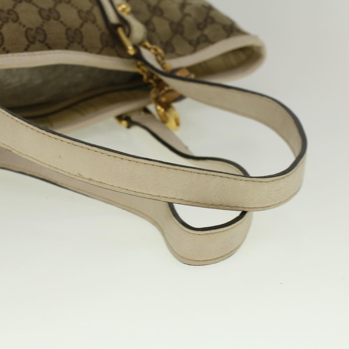 GUCCI GG Canvas Sherry Line Bamboo Tote Bag Canvas Beige 137396 th4311