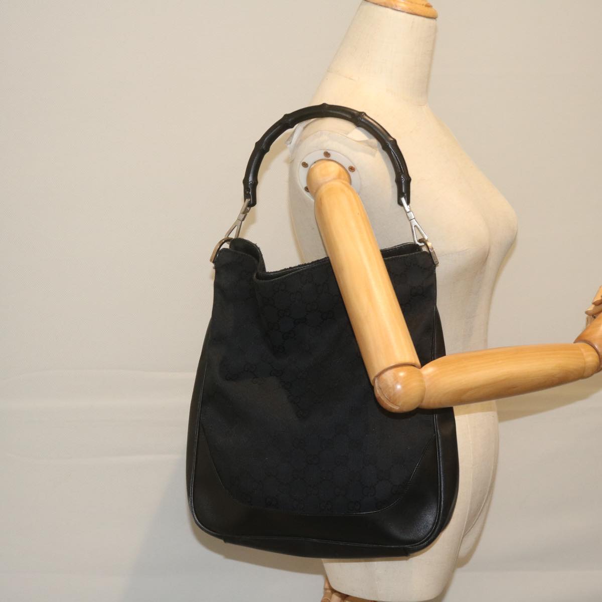 GUCCI Bamboo Hand Bag Leather Black 001 4058 2404 th4342