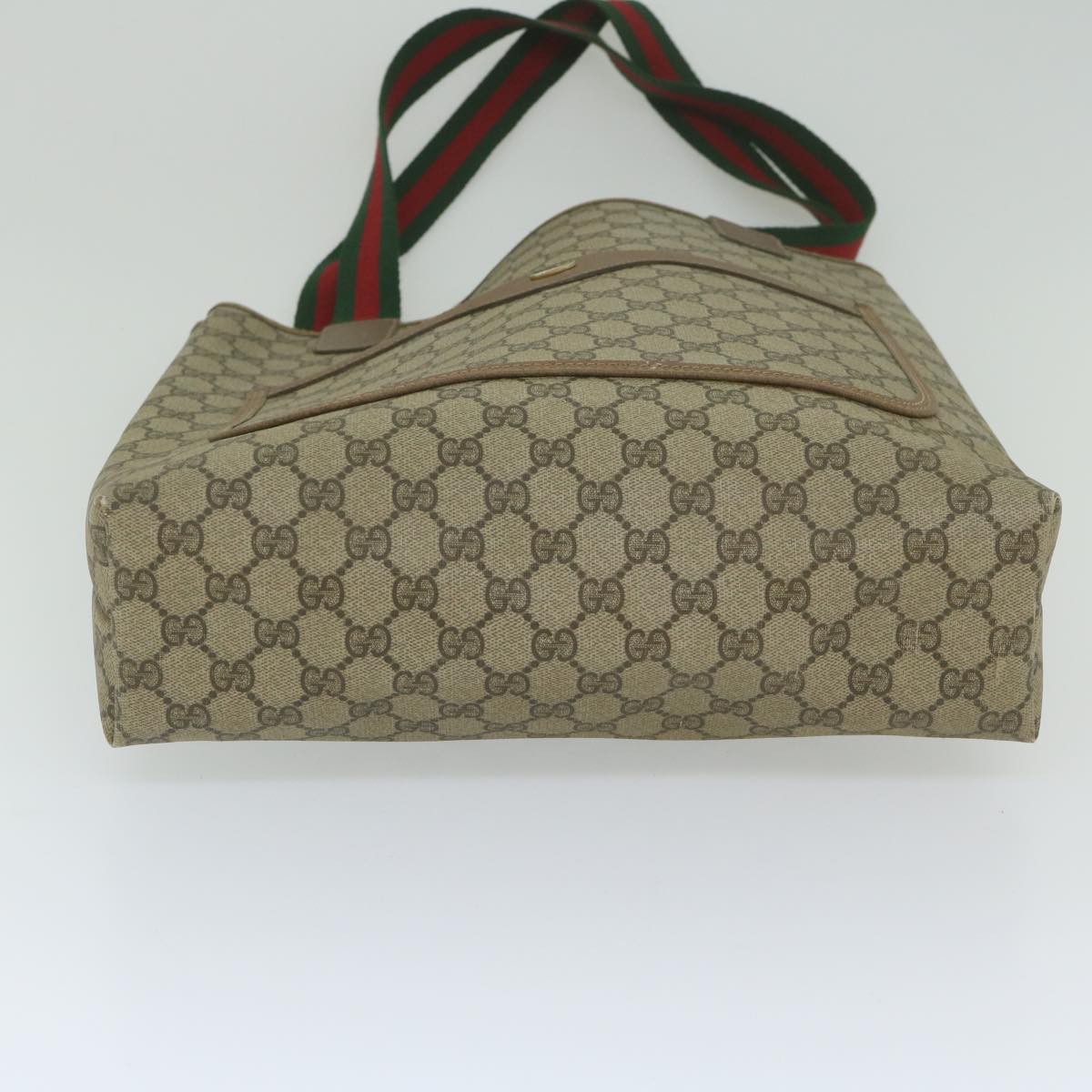 GUCCI GG Supreme Web Sherry Line Tote Bag Beige Red Green 39 02 003 th4362