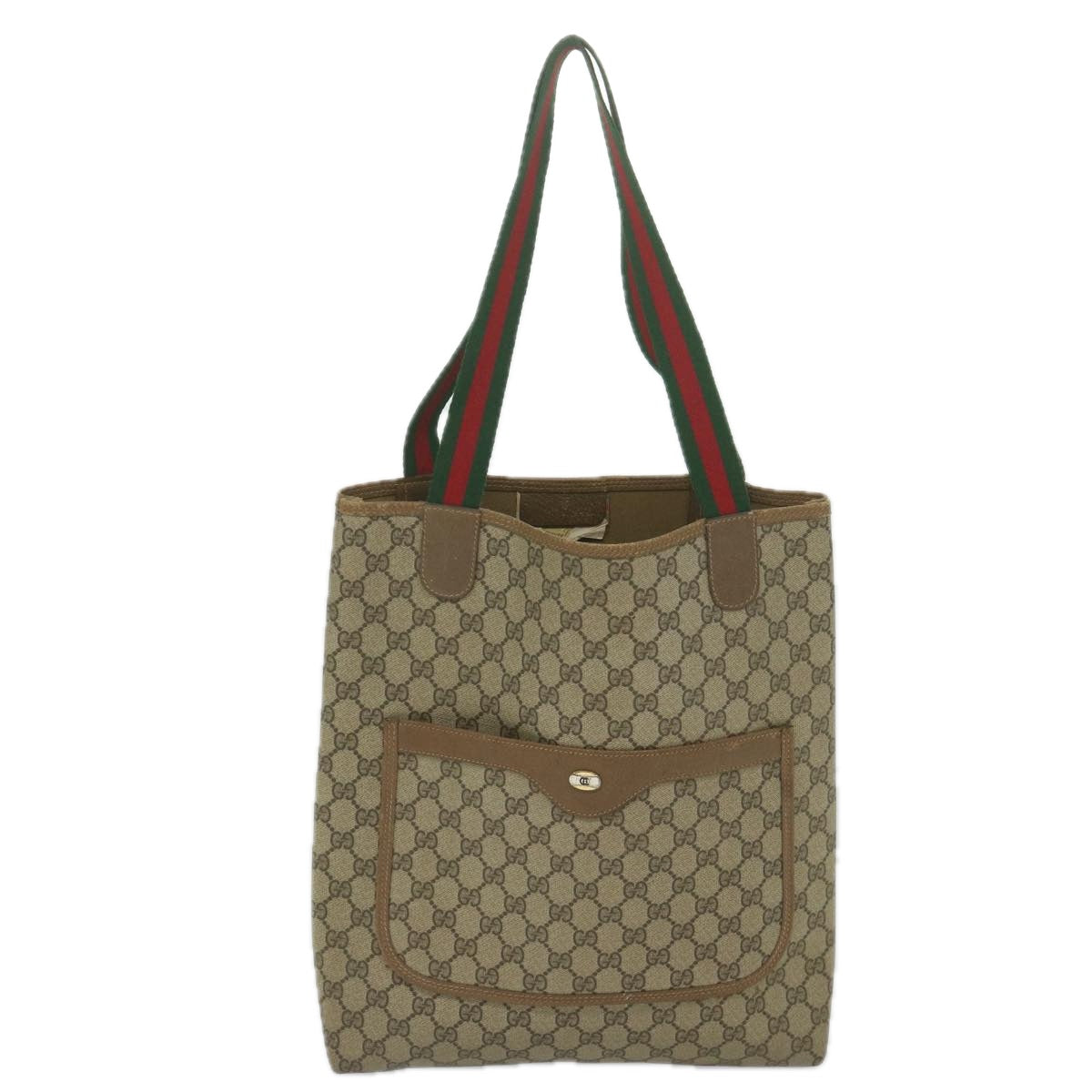GUCCI GG Supreme Web Sherry Line Tote Bag Beige Red Green 39 02 003 th4362
