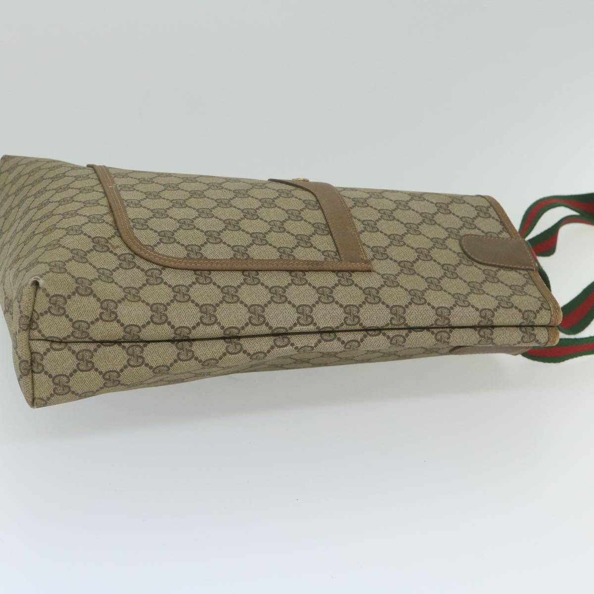 GUCCI GG Supreme Web Sherry Line Tote Bag Beige Red Green 39 02 003 th4362