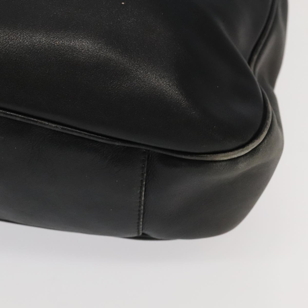 GUCCI Bamboo Shoulder Bag Leather 2way Black Gold 001.123.1577 th5460