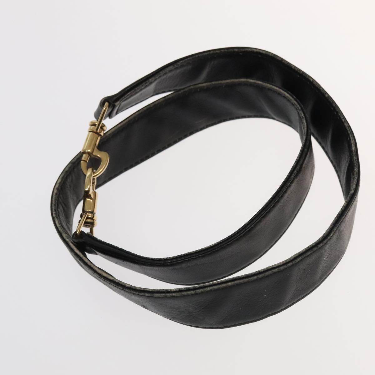 GUCCI Bamboo Shoulder Bag Leather 2way Black Gold 001.123.1577 th5460
