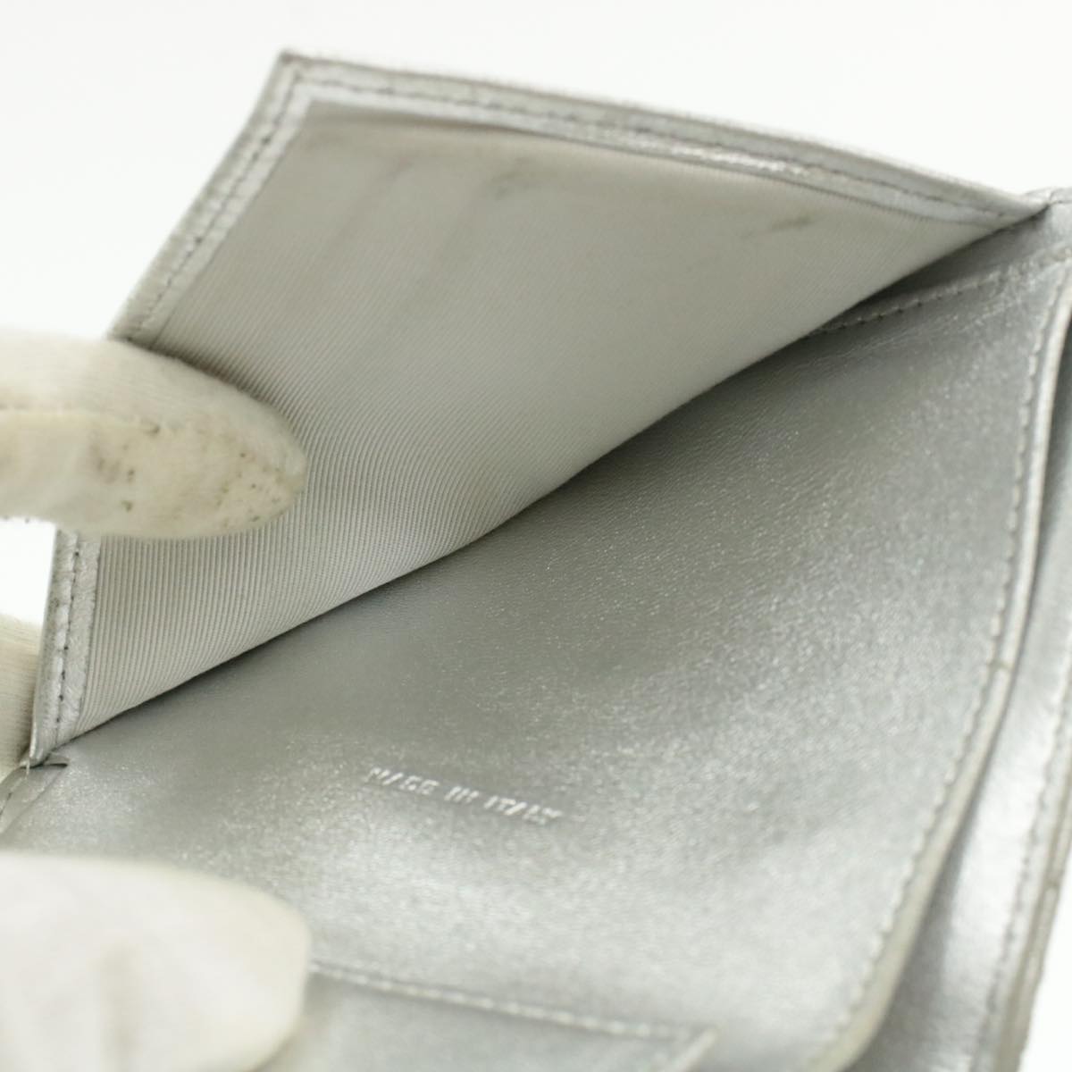 CHANEL Matelasse Bifold Wallet Silver CC cr620