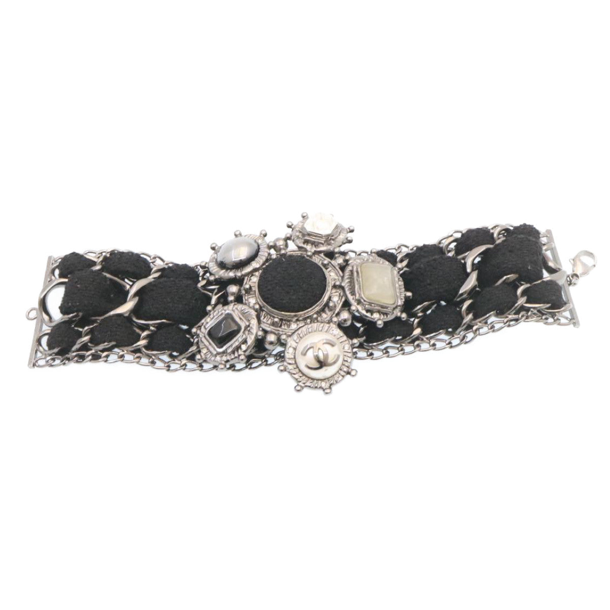 CHANEL Bangle Bracelet Metal Black CC am1441sSA