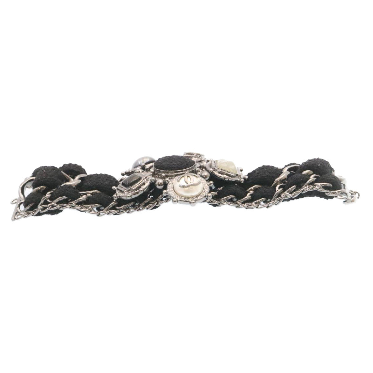 CHANEL Bangle Bracelet Metal Black CC am1441sSA