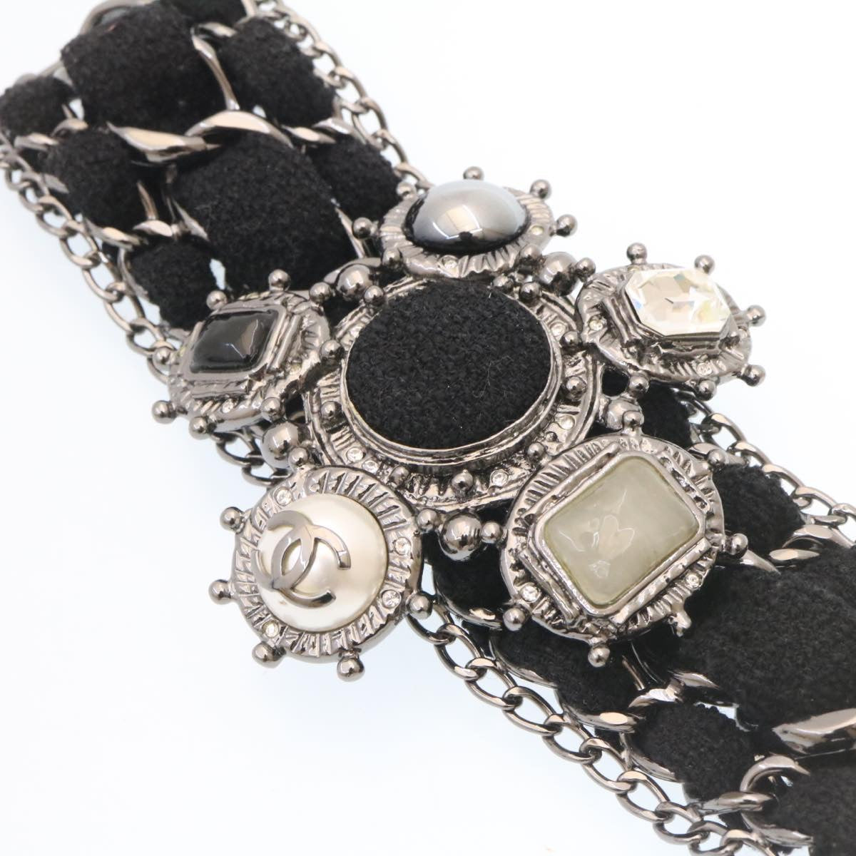 CHANEL Bangle Bracelet Metal Black CC am1441sSA