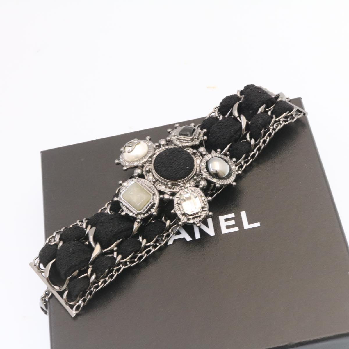 CHANEL Bangle Bracelet Metal Black CC am1441sSA