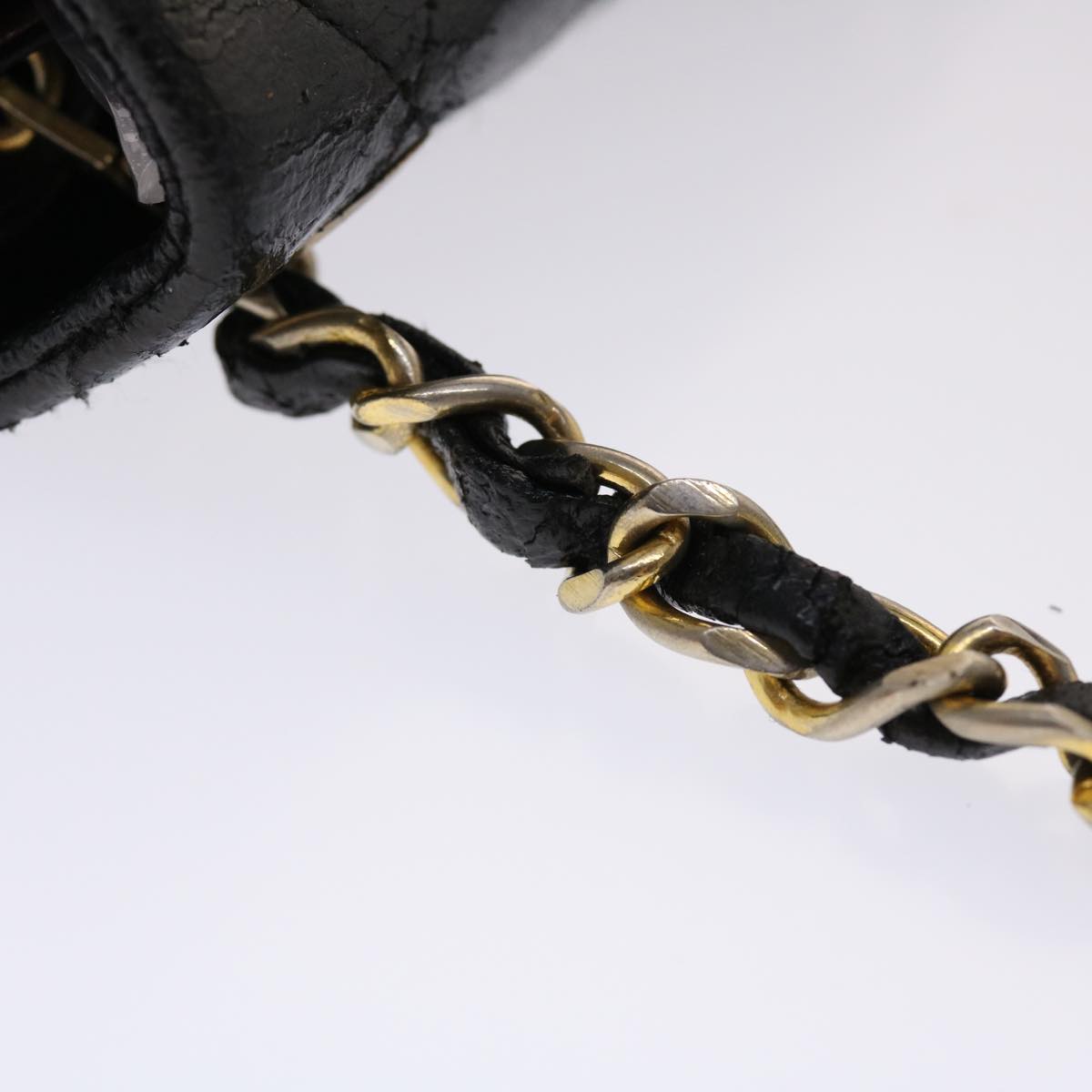 CHANEL Matelasse Chain Flap Shoulder Bag Lamb Skin Black Gold CC 24557A