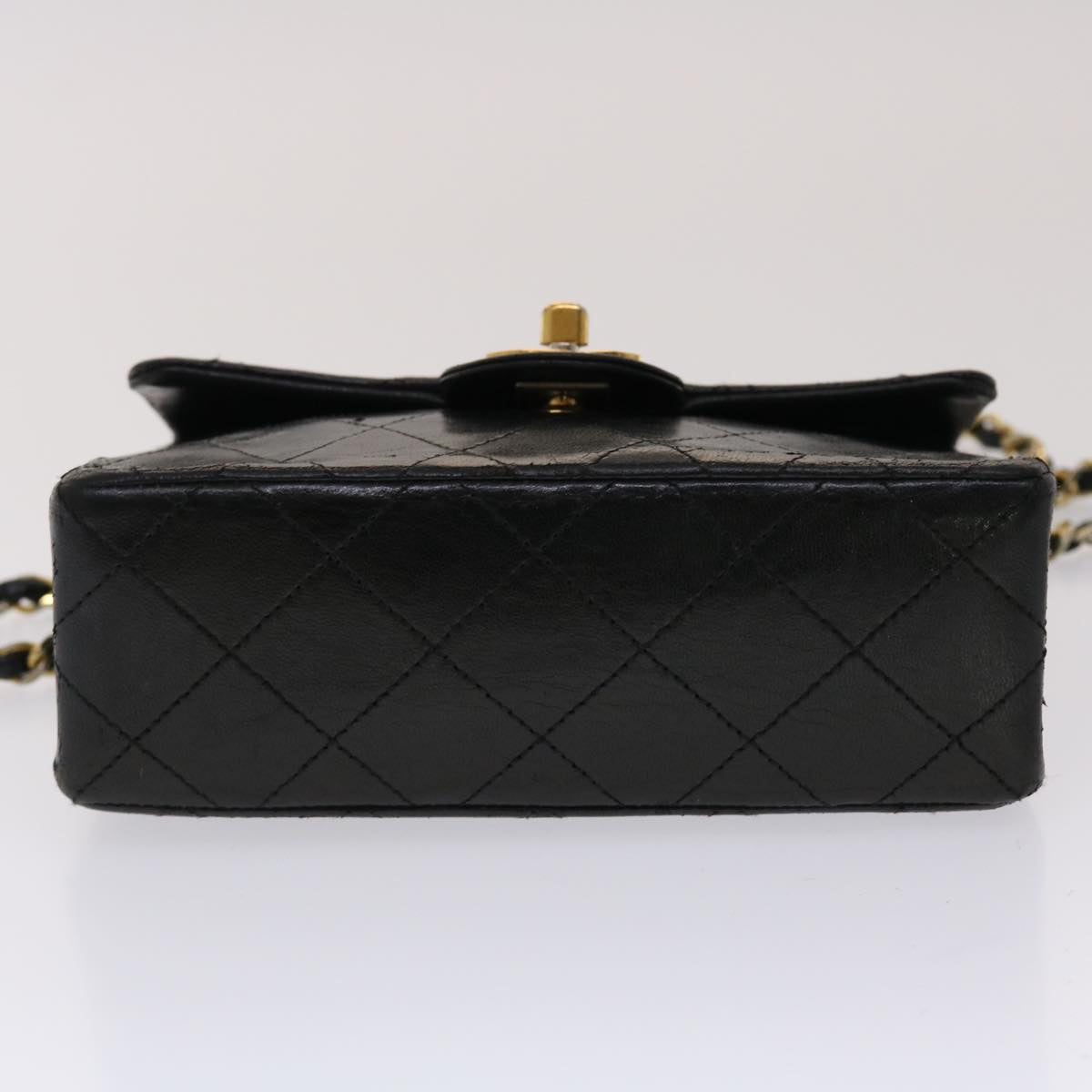 CHANEL Matelasse Chain Flap Shoulder Bag Lamb Skin Black Gold CC 24557A
