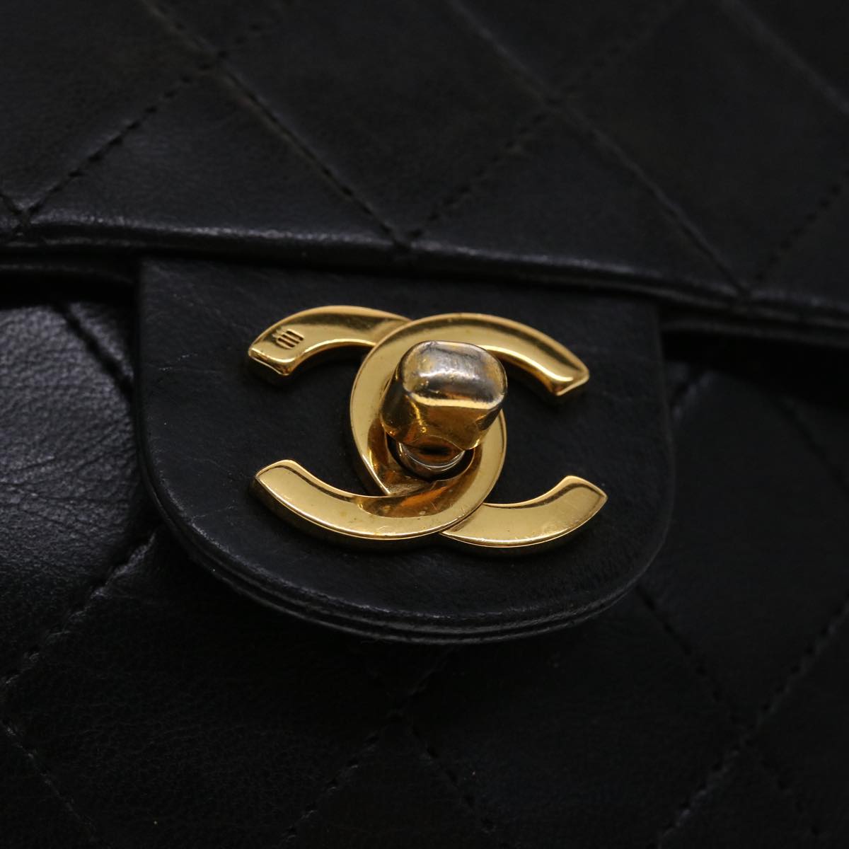 CHANEL Matelasse Chain Flap Shoulder Bag Lamb Skin Black Gold CC 24557A