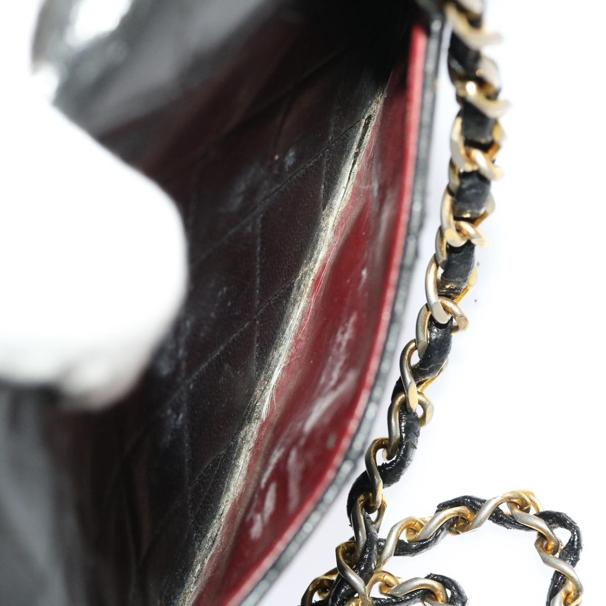 CHANEL Matelasse Chain Flap Shoulder Bag Lamb Skin Black Gold CC 24557A