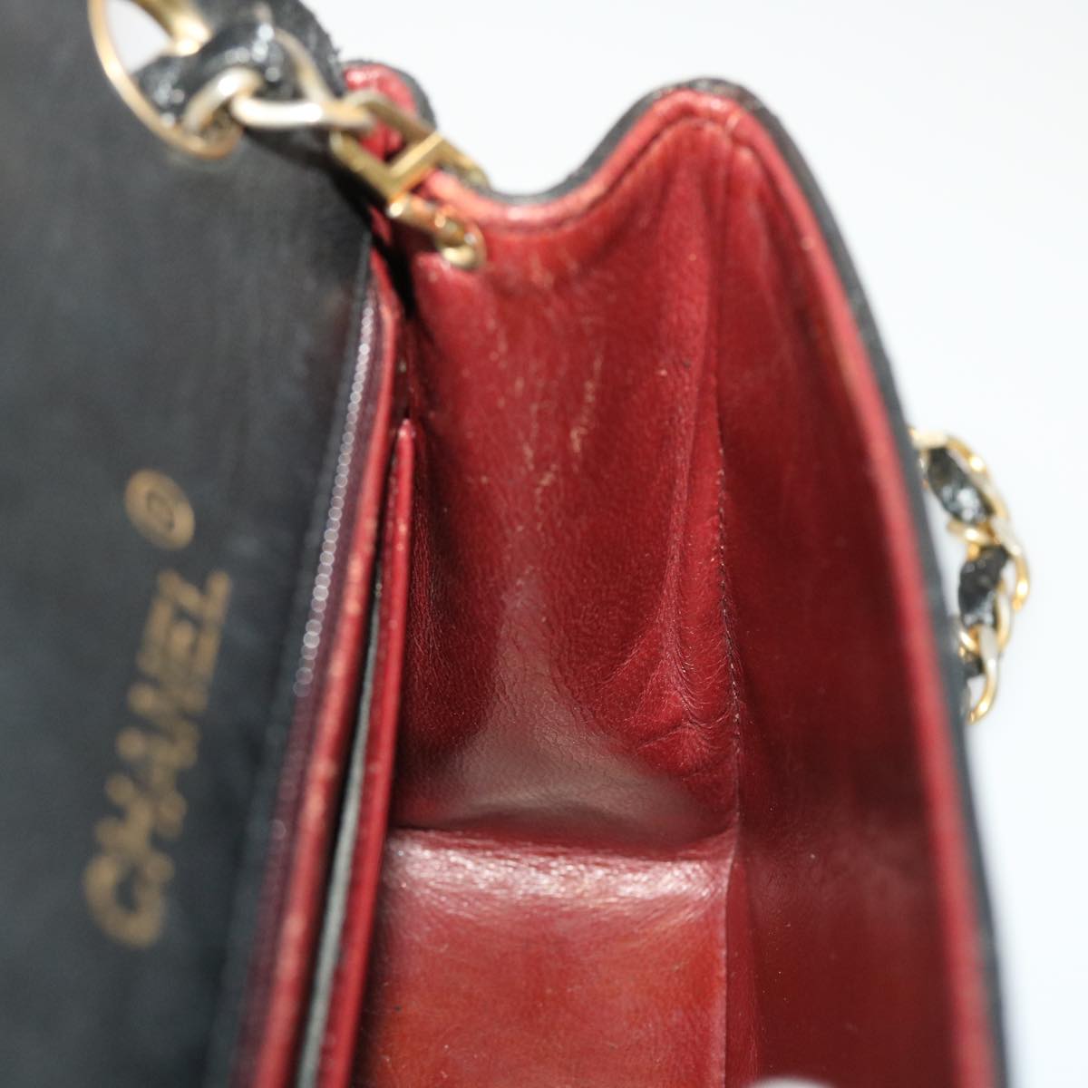 CHANEL Matelasse Chain Flap Shoulder Bag Lamb Skin Black Gold CC 24557A