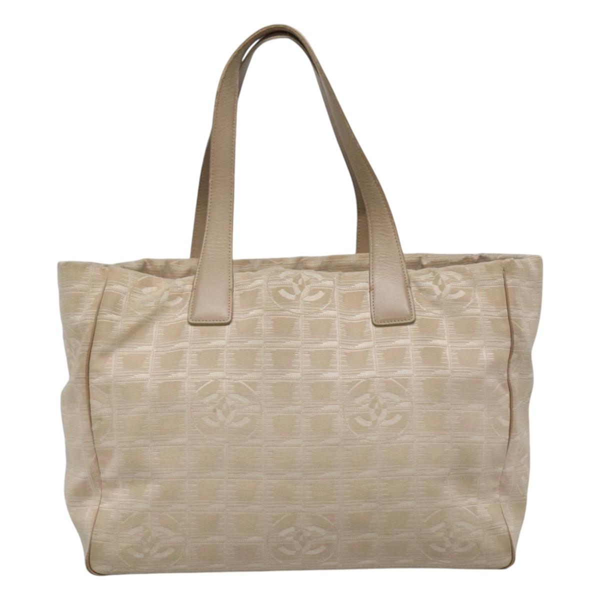 CHANEL New Travel line Tote Bag Nylon Beige CC ti2630