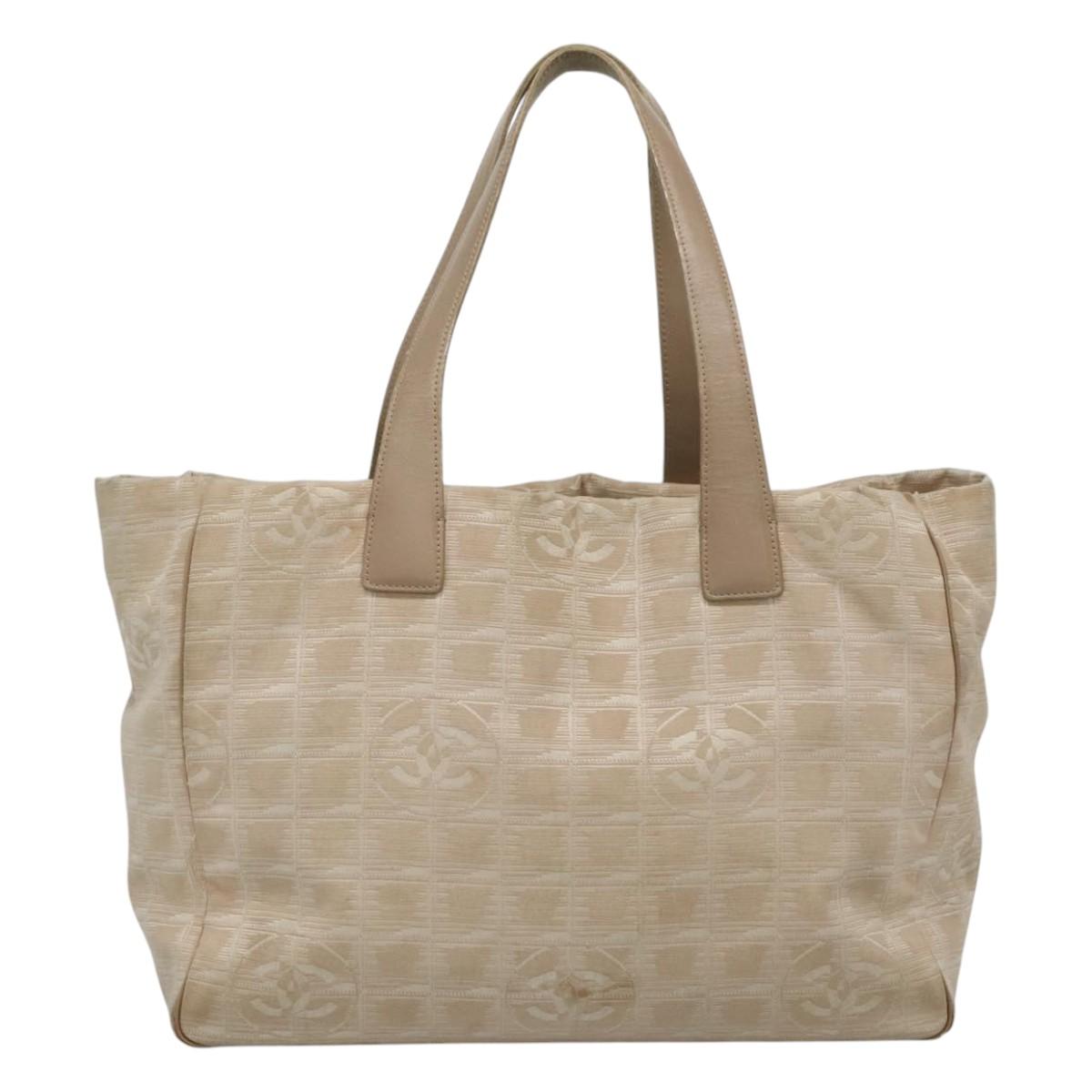 CHANEL New Travel line Tote Bag Nylon Beige CC ti2630