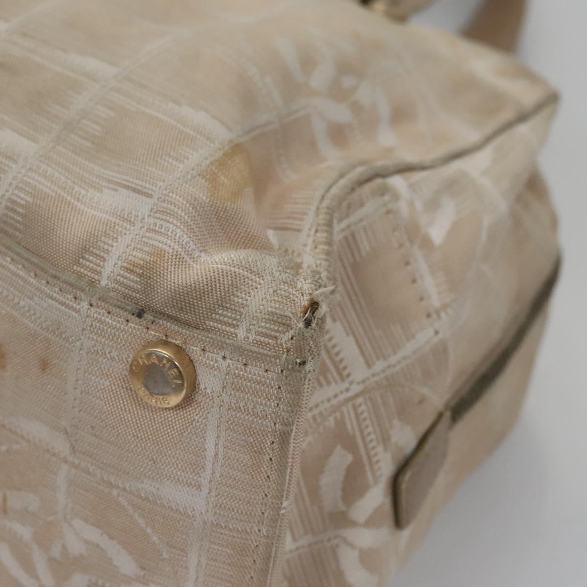 CHANEL New Travel line Hand Bag Nylon Beige CC ti2693