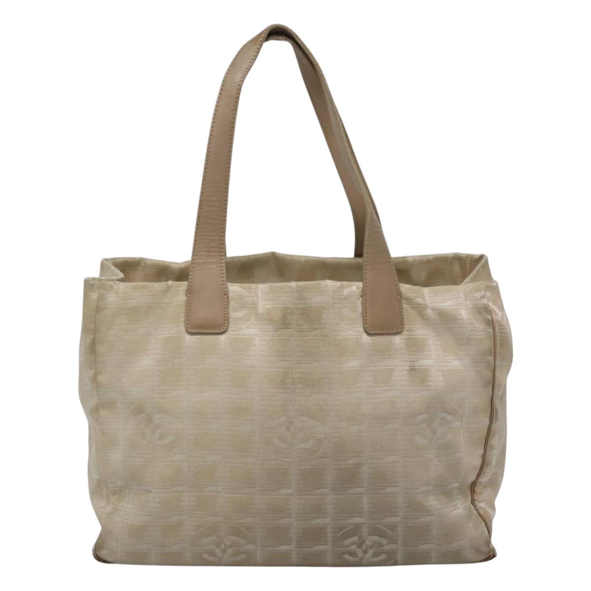 CHANEL New Travel line Tote Bag Nylon Beige CC ti2712