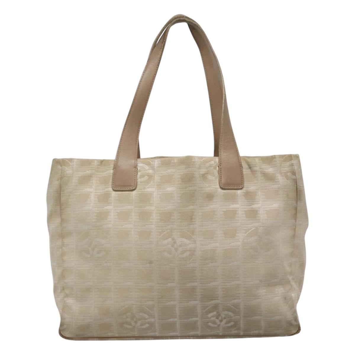 CHANEL New Travel line Tote Bag Nylon Beige CC ti2712