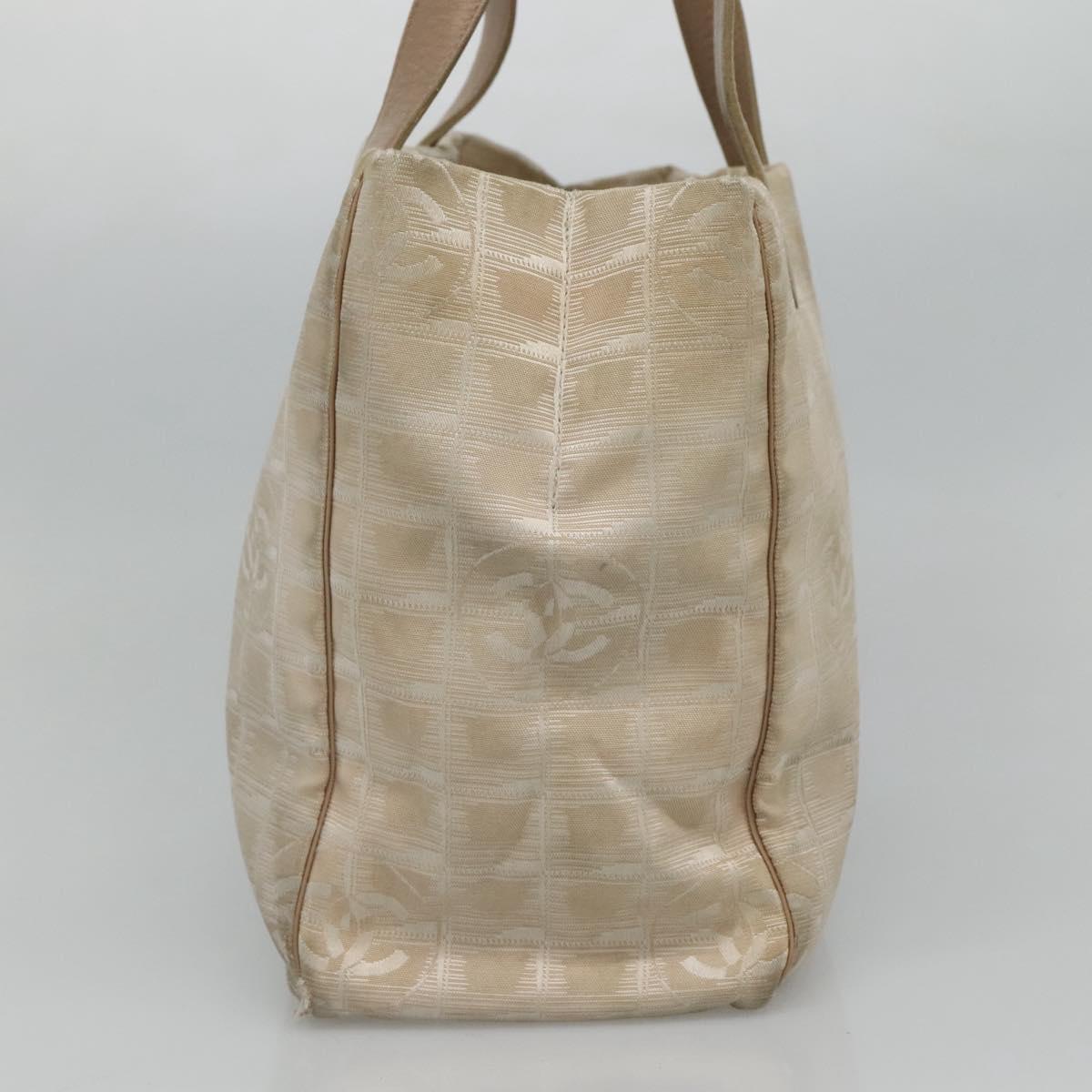 CHANEL New Travel line Tote Bag Nylon Beige CC ti2712