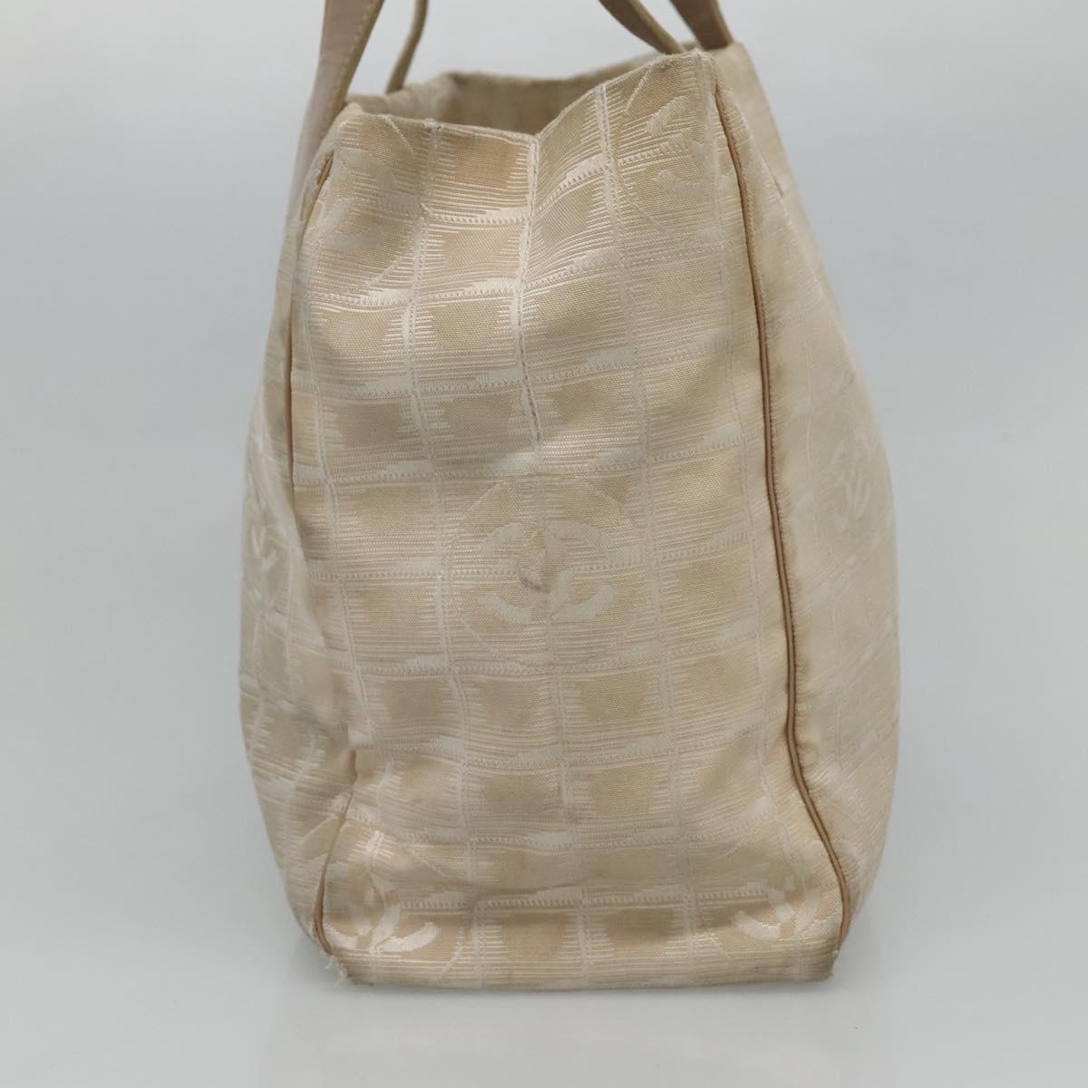 CHANEL New Travel line Tote Bag Nylon Beige CC ti2712