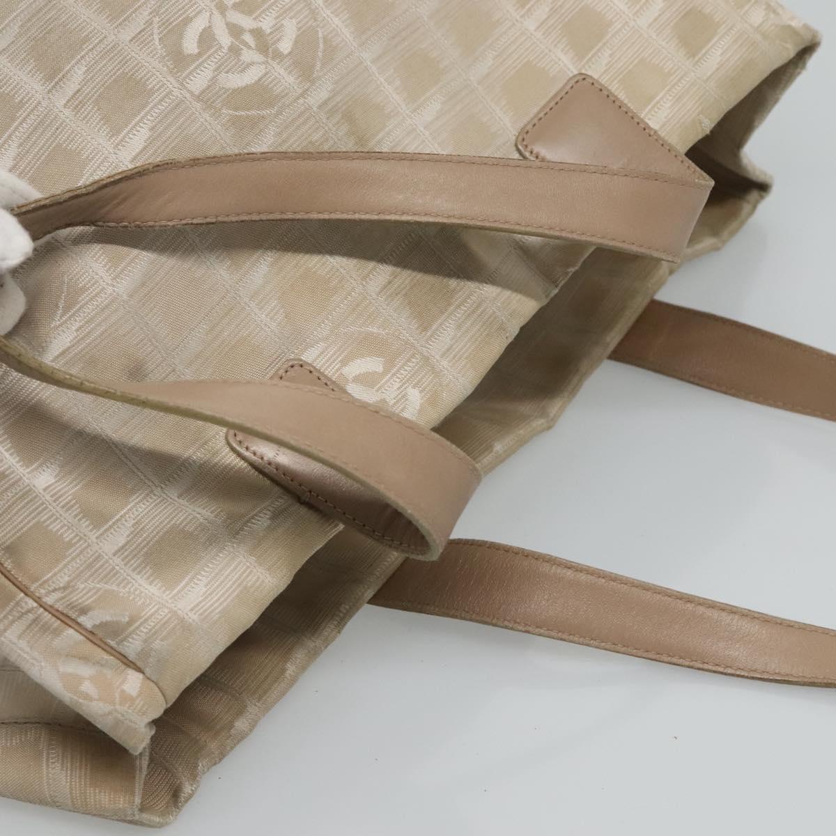 CHANEL New Travel line Tote Bag Nylon Beige CC ti2712