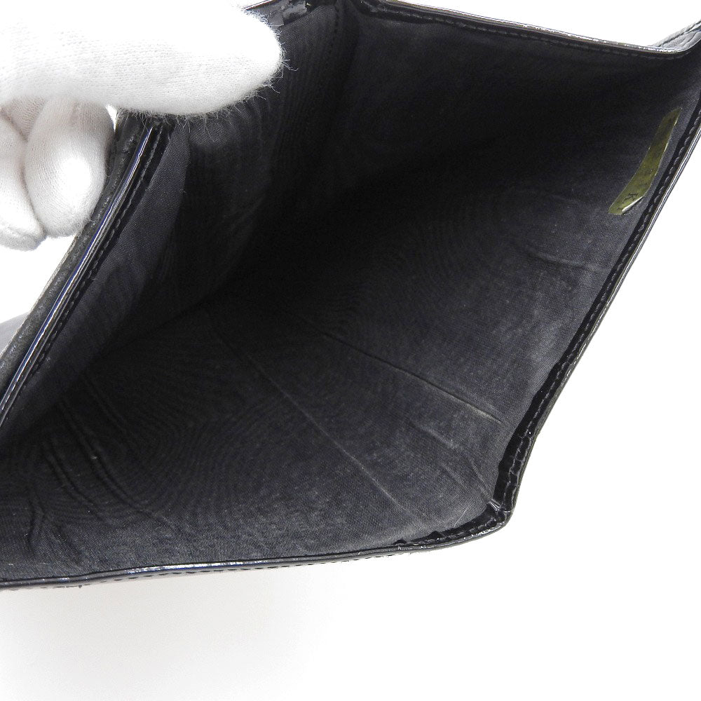 Chanel Black Patent Leather Bifold Long Wallet