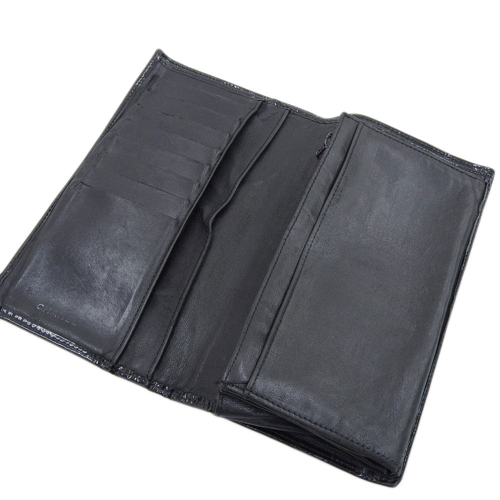 Chanel Black Patent Leather Bifold Long Wallet