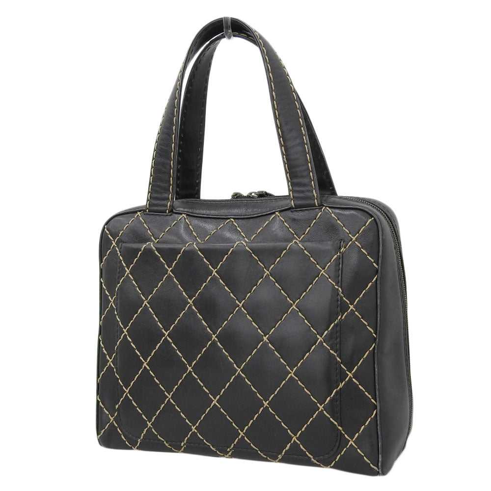 Chanel Wild Stitch Leather Handbag Black