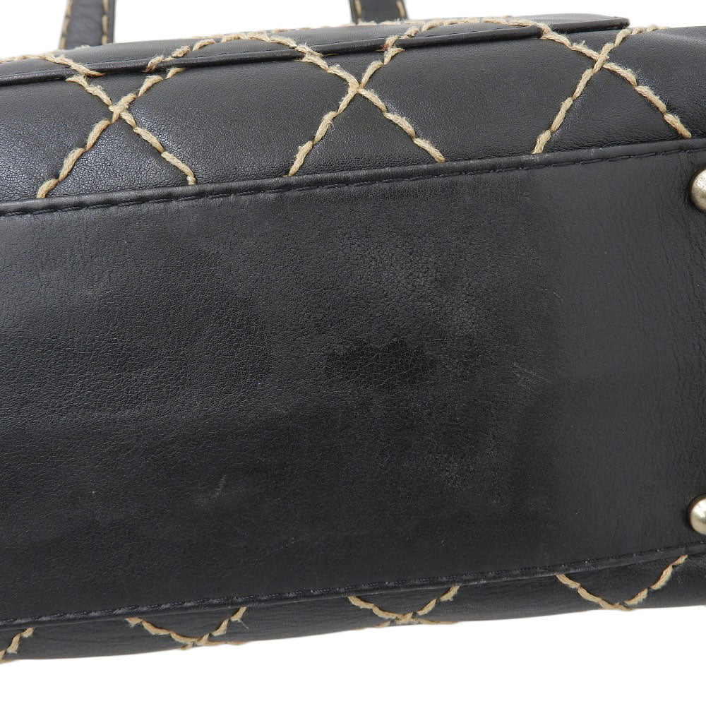 Chanel Wild Stitch Leather Handbag Black