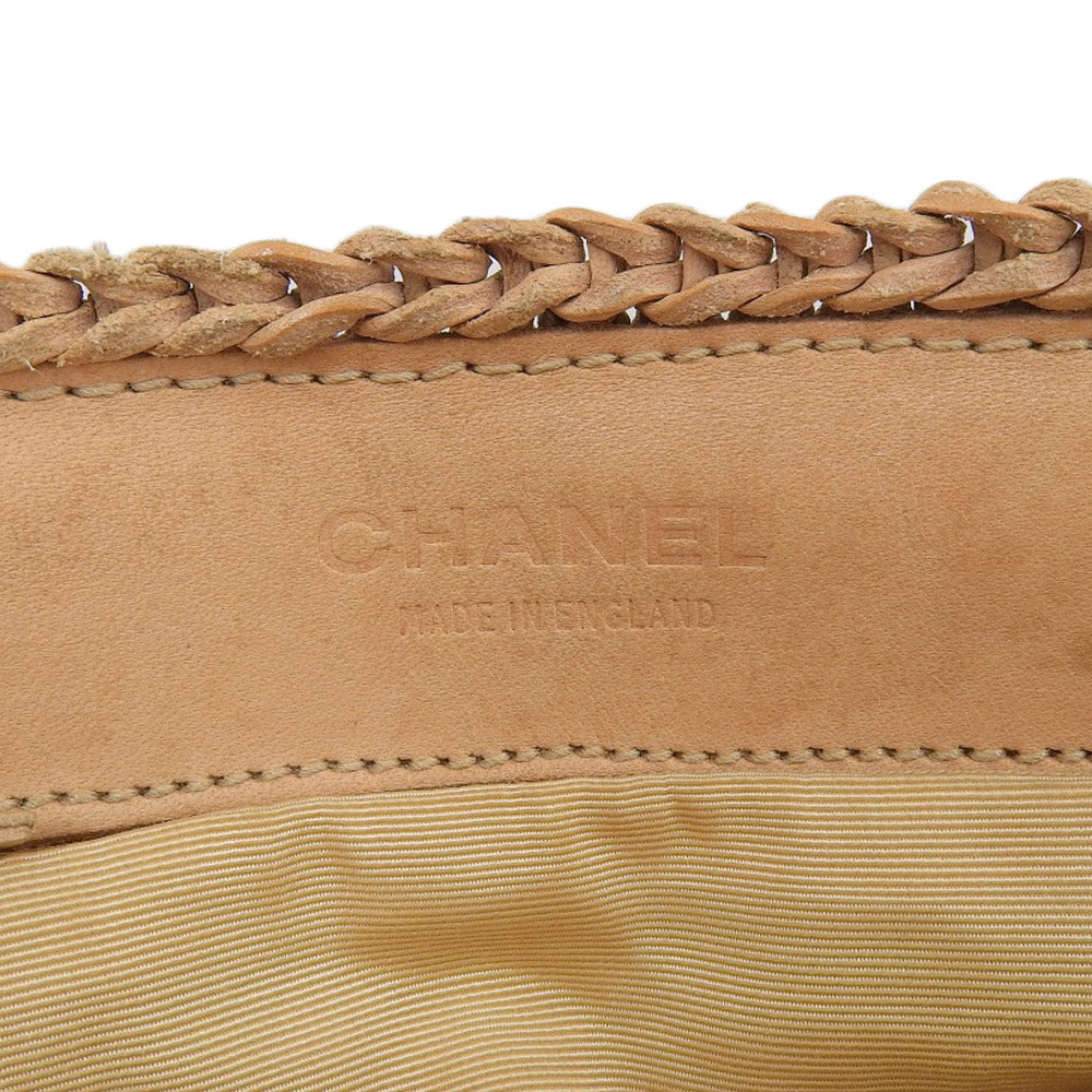 Chanel Leather Woven Handbag Camel Rare
