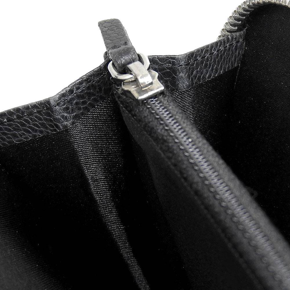 Chanel Leather Round Zipper Long Wallet Black