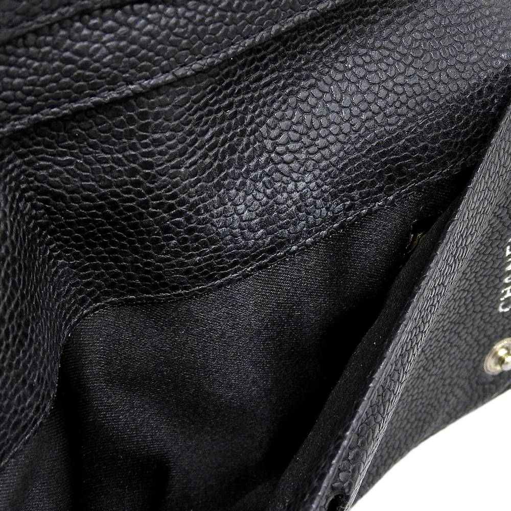 Chanel Leather Round Zipper Long Wallet Black