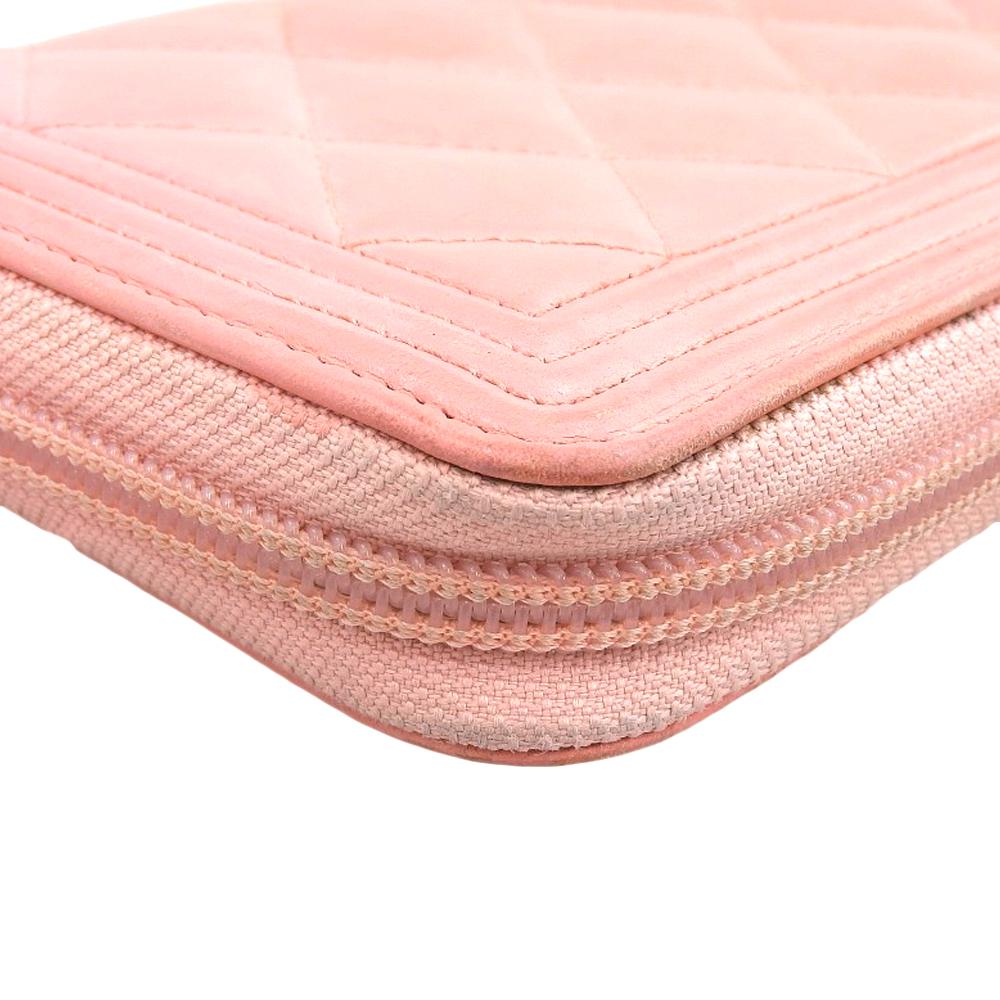 Chanel Boy Long Wallet A80288 Pink