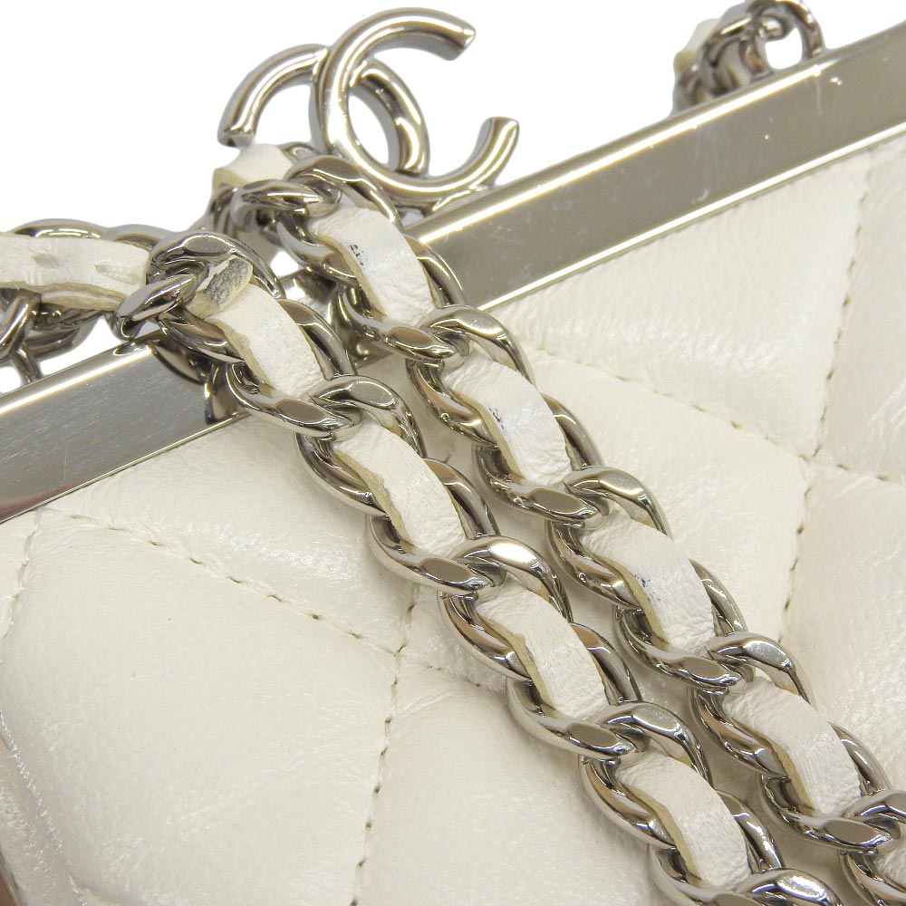Chanel Coco Mark Chain Clutch Shoulder Bag White