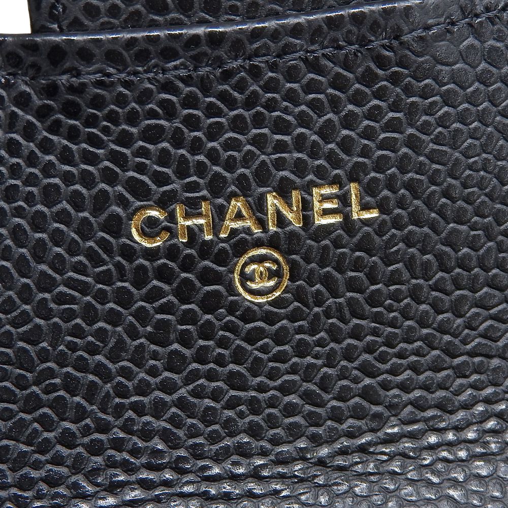 Chanel Caviar Skin Business Card Holder AP0214