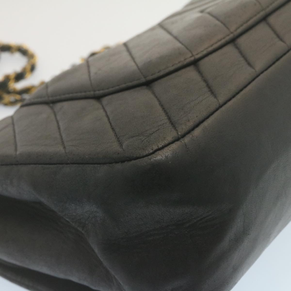 CHANEL Mademoiselle Turn Lock Flap Shoulder Bag Lamb Skin Black CC ai677A