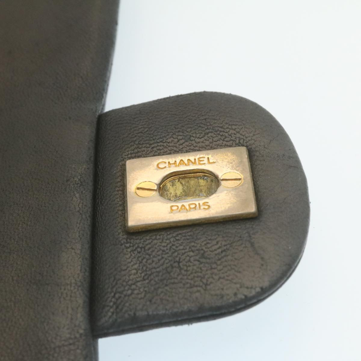 CHANEL Mademoiselle Turn Lock Flap Shoulder Bag Lamb Skin Black CC ai677A
